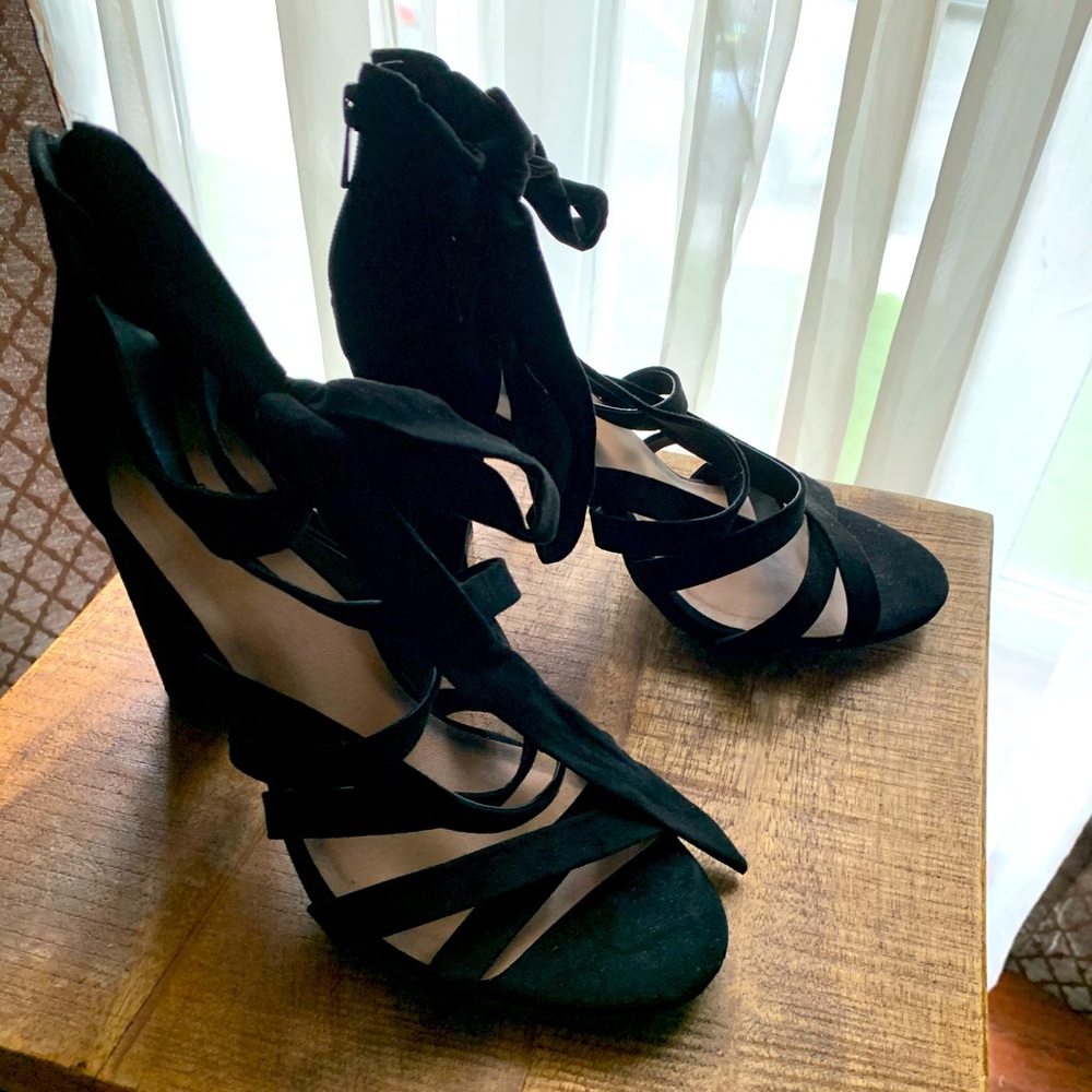 Torrid black suede sandals size 11W